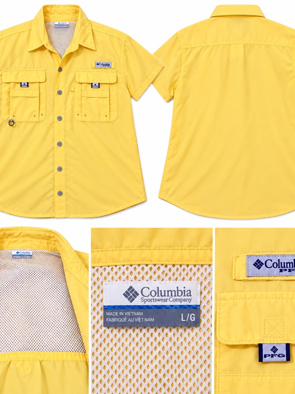 Columbia Yellow Short-Sleeve Button-Down Kids' Shirt